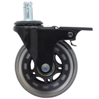 Ρόδα επίπλων 75mm PU με πύρο και φρένο 11Χ22mm Α-Ρ346