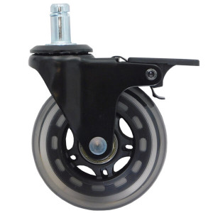 Ρόδα επίπλων 75mm PU με πύρο και φρένο 11Χ22mm Α-Ρ346