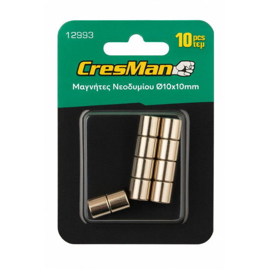 CRESMAN Μαγνήτης νεοδυμίου στρόγγυλος 10Χ10mm σετ 10 τεμάχια 12993