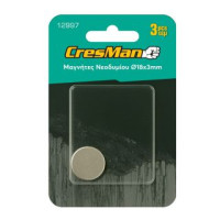 CRESMAN Μαγνήτης νεοδυμίου στρόγγυλος 18Χ3mm σετ 3 τεμάχια 12997