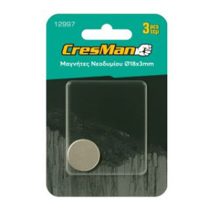CRESMAN Μαγνήτης νεοδυμίου στρόγγυλος 18Χ3mm σετ 3 τεμάχια 12997