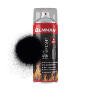 SPRAY BENMAN Λάκα για υψηλές θερμοκρασίας 800°C χρώμα μαύρο 400ml HEAT RESISTANT