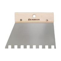 BENMAN Σπάτουλα πλακάδων inox οδοντωτή 200mm με δόντι 6Χ6 και ξύλινη λαβή 70921