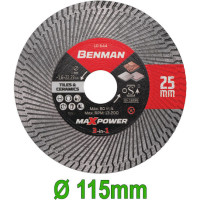 BENMAN Διαμαντόδισκος πλακιδίων 3-IN-1 MAXPOWER 115Χ25Χ1.6Χ22.23mm 10644