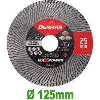 BENMAN Διαμαντόδισκος πλακιδίων 3-IN-1 MAXPOWER 125Χ25Χ1.6Χ22.23mm 10645