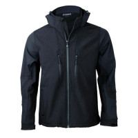 FAGEO Μπουφάν μαύρο softshell sport 3 layers με κουκούλα 00011BL