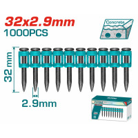 TOTAL Καρφιά για σκυρόδεμα 32mm / 1000 ΤΕΜΑΧΙΑ ΓΙΑ TCNLI9005 / TCNLI9008 TAC02321