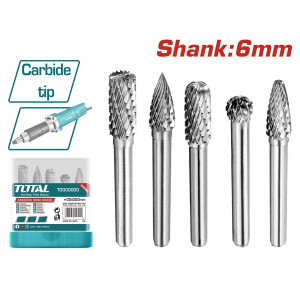 TOTAL Σετ φρέζες HSS καρβιδίου 6mm 5 τεμάχια TAKC0651