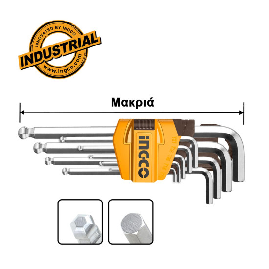 INGCO Σετ κλειδιά άλλεν 1.5-10mm μπίλλιας HHK12091
