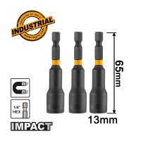 INGCO Σετ μαγνητάκια καρυδάκια 3 τεμαχίων 1/4-13mm AMN1331 
