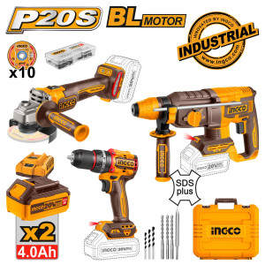 INGCO Εργαλεία μπαταρίας 20V Li-Ion σετ 3 τεμάχια COSLI241198E
