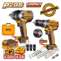 INGCO Εργαλεία μπαταρίας 20V Li-Ion σετ 2 τεμάχια COSLI250586E