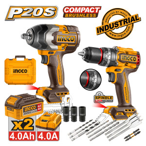 INGCO Εργαλεία μπαταρίας 20V Li-Ion σετ 2 τεμάχια COSLI250586E