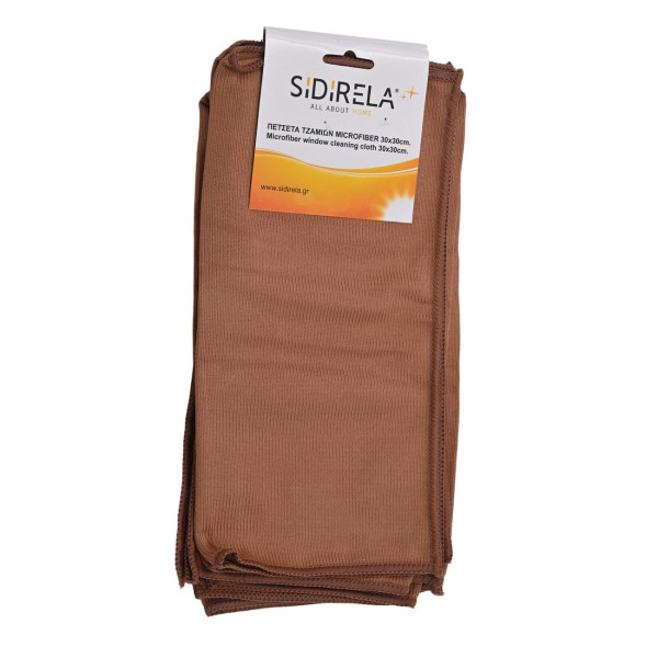 SIDIRELA Πετσέτα microfiber τζαμιών σε καφέ χρώμα 30Χ30cm Ε-2653BR