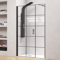 Καμπίνα από τοίχο σε τοίχο με frame κρύσταλλο NERO 5 PORTA Black KARAG 114x200cm (30cm σταθερό)