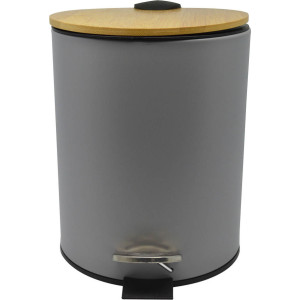ANKOR Πεντάλ μπάνιου 5lt inox γκρι ματ με μπαμπού καπάκι 805860
