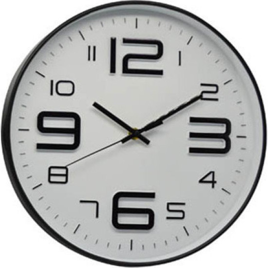 ANKOR Ρολοϊ τοίχου πλαστικό 30.5cm σε  μαύρο χρώμα 814589