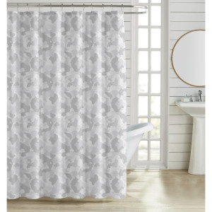 ANKOR Κουρτίνα μπάνιου πολυεστερική 180X180cm 90gsm με 12 κρίκους αφηρημένο μοτίβο σε γκρι χρώμα 846306