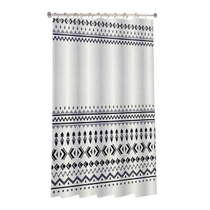 ANKOR Κουρτίνα μπάνιου πολυεστερική 180Χ180cm 90gsm με 12 κρίκους με διακόσμηση γκρι και μαύρα σχέδια 800810