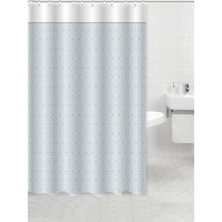 ANKOR Κουρτίνα μπάνιου πολυεστερική 180Χ180cm 90gsm με 12 κρίκους με διακριτική διακόσμηση σε γκρι χρώμα 808557