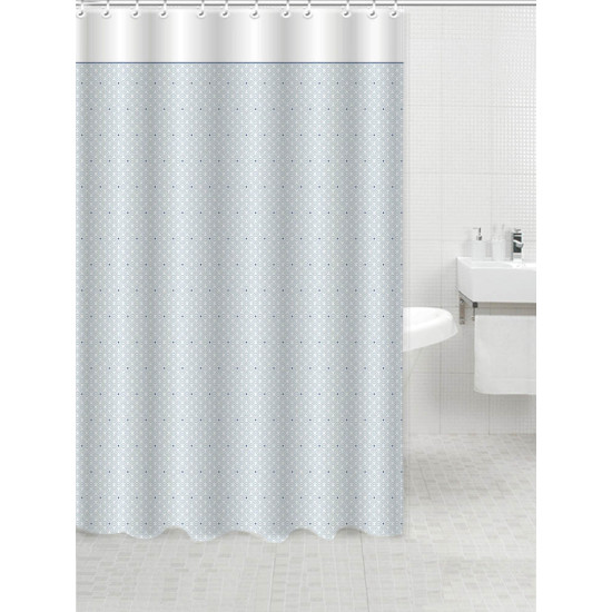 ANKOR Κουρτίνα μπάνιου πολυεστερική 180Χ180cm 90gsm με 12 κρίκους με διακριτική διακόσμηση σε γκρι χρώμα 808557