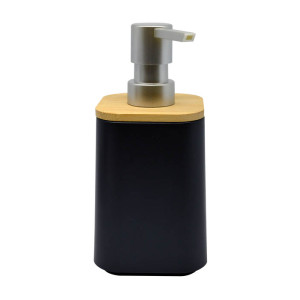 ANKOR Σαπουνοθήκη (dispenser) πλαστική μαύρη με ξύλο μπαμπού 8Χ8Χ16,9cm 812974
