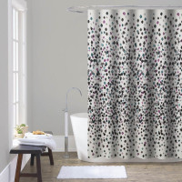 ANKOR Κουρτίνα μπάνιου πολυεστερική 180Χ180cm 90gsm με 12 κρίκους χρώμα λευκό με σταγόνες 815500