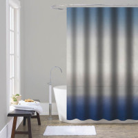 ANKOR Κουρτίνα μπάνιου πολυεστερική 180Χ200cm 90gsm με 12 κρίκους με ντεγκραντέ διακόσμηση σε μπλε χρώμα 815531