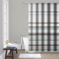 ANKOR Κουρτίνα μπάνιου πολυεστερική 180Χ180cm 90gsm με 12 κρίκους με διακόσμηση ρίγες 815548