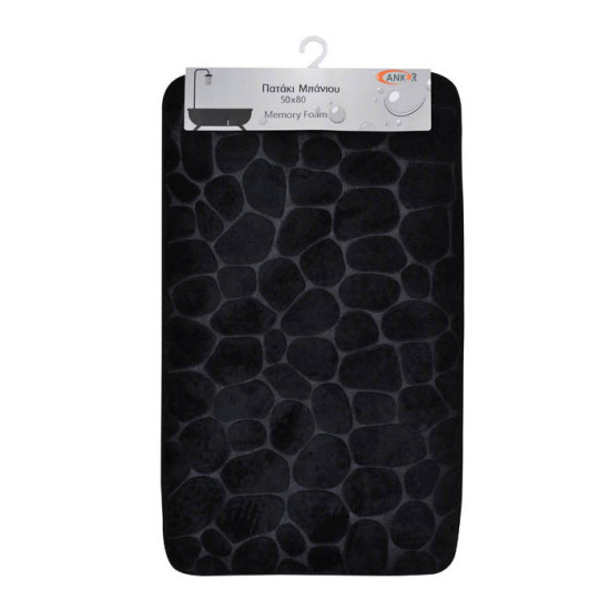 ANKOR Πατάκι μπάνιου μαύρο memory foam με pvc 50X80cm 816262