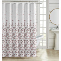 ANKOR Κουρτίνα μπάνιου πολυεστερική 180X180cm 90gsm με 12 κρίκους με σχέδιο φύλλα σε απόχρωση σάπιου μήλου 846184