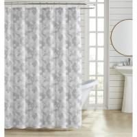 ANKOR Κουρτίνα μπάνιου πολυεστερική 180X200cm 90gsm με 12 κρίκους αφηρημένο μοτίβο σε γκρι χρώμα 846313