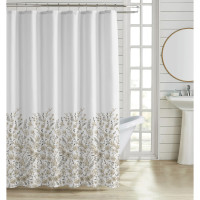 ANKOR Κουρτίνα μπάνιου πολυεστερική 180X180cm 90gsm με 12 κρίκους λουλουδάτο σχέδιο σε γήινους τόνους 846368