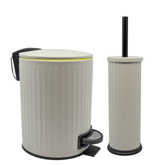 ANKOR Καλάθι μπάνιου 5lt inox ανάγλυφο γκρι με κίτρινο ματ χρώμα 824786