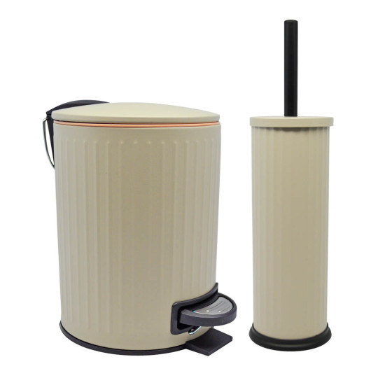 ANKOR Καλάθι μπάνιου 5lt inox ανάγλυφο μπεζ με σομόν ματ χρώμα 824809