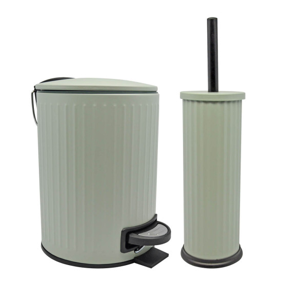 ANKOR Καλάθι μπάνιου 5lt inox ανάγλυφο μέντα με παστέλ πράσινο ματ χρώμα 824847