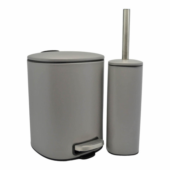 ANKOR Καλάθι μπάνιου 5lt inox τετράγωνο γκρι ματ soft close 827459