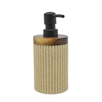 ANKOR Dispenser πολυεστερικό μπεζ με ξύλο ακακίας 7.9Χ7.9Χ17,5cm 829491