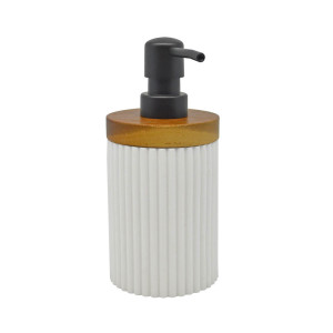 ANKOR Dispenser πολυεστερικό άσπρο με ξύλο ακακίας 7.9Χ7.9Χ17,5cm 829521