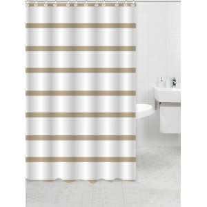 ANKOR Κουρτίνα πολυεστερική μπεζ ρίγα 180Χ200cm 90gsm + 12 κρίκους 831142