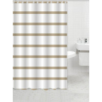 ANKOR Κουρτίνα πολυεστερική 180Χ180cm 90gsm με 12 κρίκους μπεζ ρίγα 831135