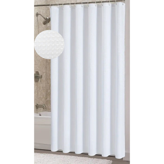 ANKOR Κουρτίνα πολυεστερική 180Χ200cm 115gsm με 12 κρίκους σε άσπρο χρώμα 835195