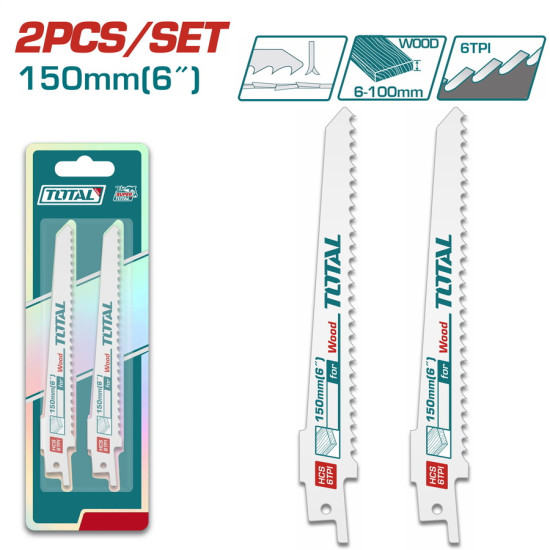 TOTAL Σπαθολάμες ξύλου 2 τεμάχια 150mm TAC52644D