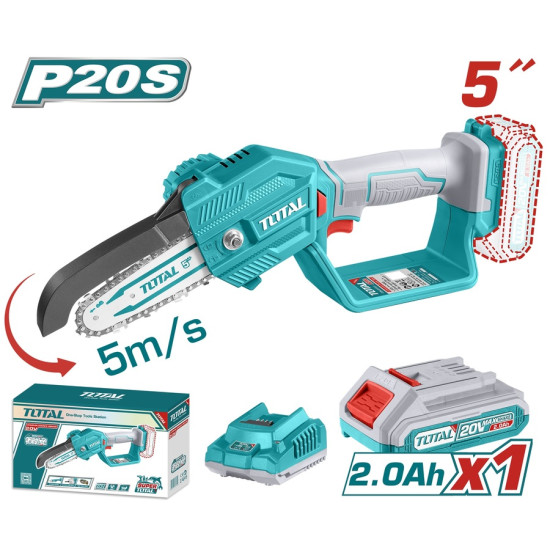 TOTAL Σετ αλυσοπρίονο κλαδευτικό μπαταρίας Li-ion 20V / 2Ah / 1 μπαταρία TGSLI20581