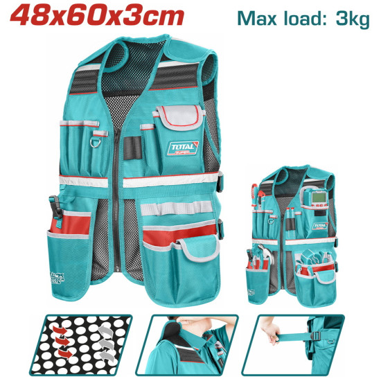TOTAL Επαγγελματικό γιλέκο για εργαλεία 48X60X3cm TTVT16025