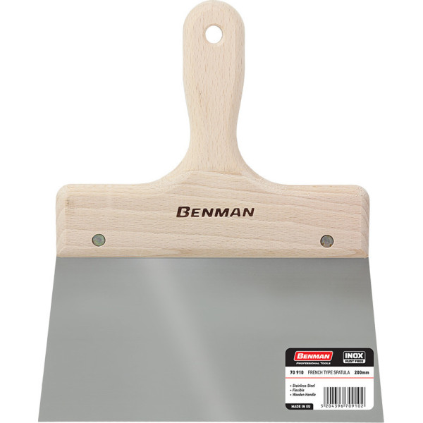 BENMAN Σπάτουλα φαρδιά κοντή inox με ξύλινη λαβή 120mm 70906