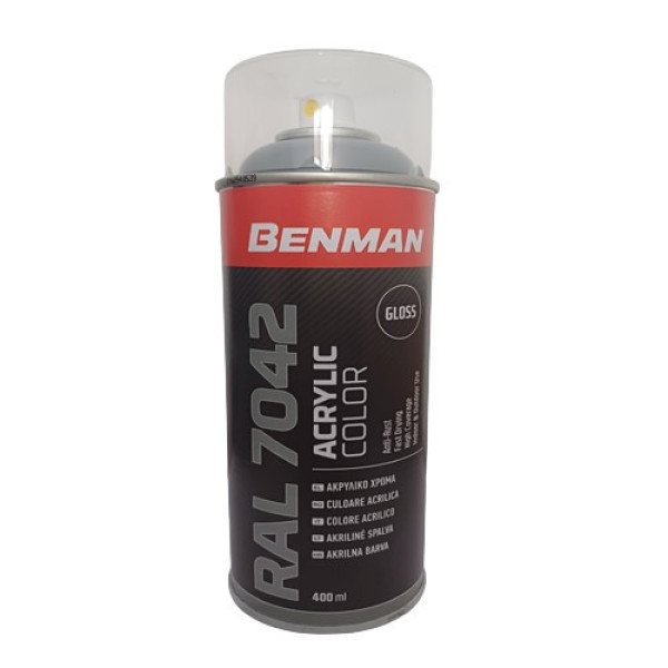 BENMAN Σπρέϊ ακρυλικό χρώμα γυαλιστερό γκρι 400ml 28521