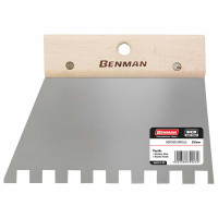 BENMAN Σπάτουλα πλακάδων inox ξύλινη λαβή 200mm με δόντι 12Χ12mm 70923