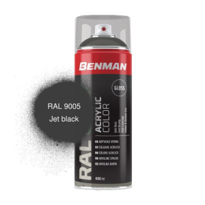 BENMAN Σπρέϊ χρώματος γυαλιστερό σκούρο μαύρο 400ml RAL9005 28526