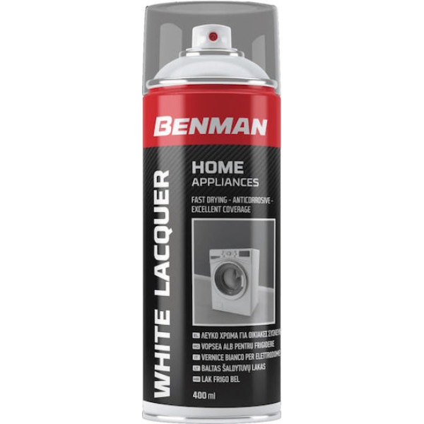 SPRAY BENMAN Σπρεϊ για λευκές οικιακές συσκευές 400ml WHITE LACQUER